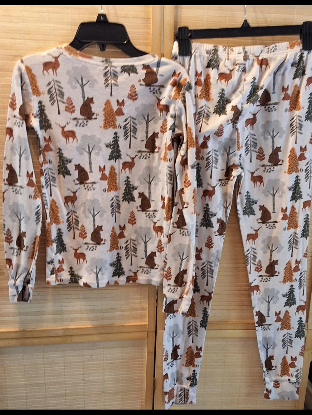 PJ  Forest Animal Print Kids Pajama Set - Brown & Green